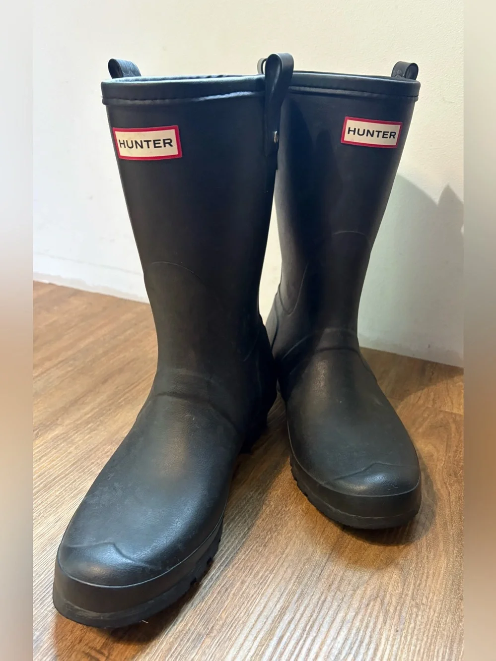 BLACK MENS WOMENS HUNTER SHORT RUBBER RAIN BOOTS